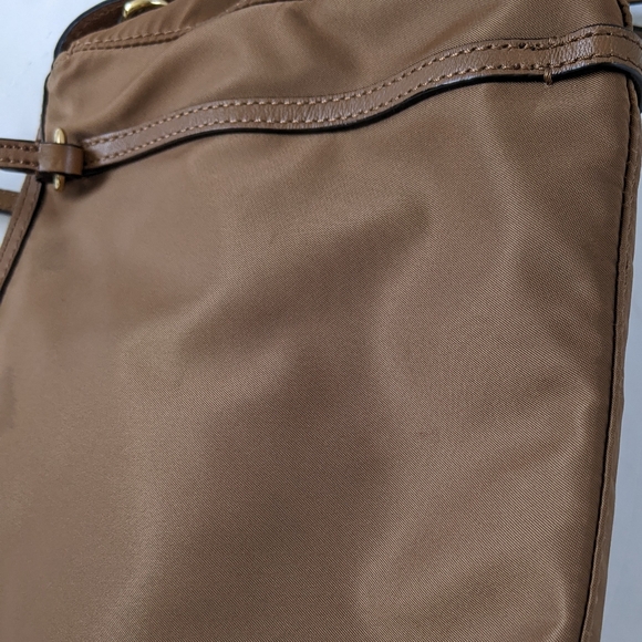 MZ Wallace Brown Nylon & Leather Trimmed Satchel Shoulder Bag With Pouch - Picture 15 of 16